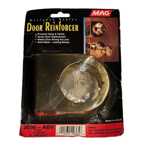 MAG Security Brass Door Reinforcer 2036-ABV Fits 1-3/4" Door 2 3/8 Backset New - Picture 2 of 7